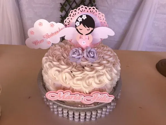 Topo de Bolo Anjinha 3 D Batizado - Camadas - artesanato de Emejhu Personalizados