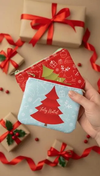 Necessaire Slim P - Natal - artesanato feito à mão por Innovare Studio