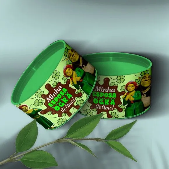Tubo Lata - Sherek Personalizada - feito à mão por Mi Papelaria Criativa