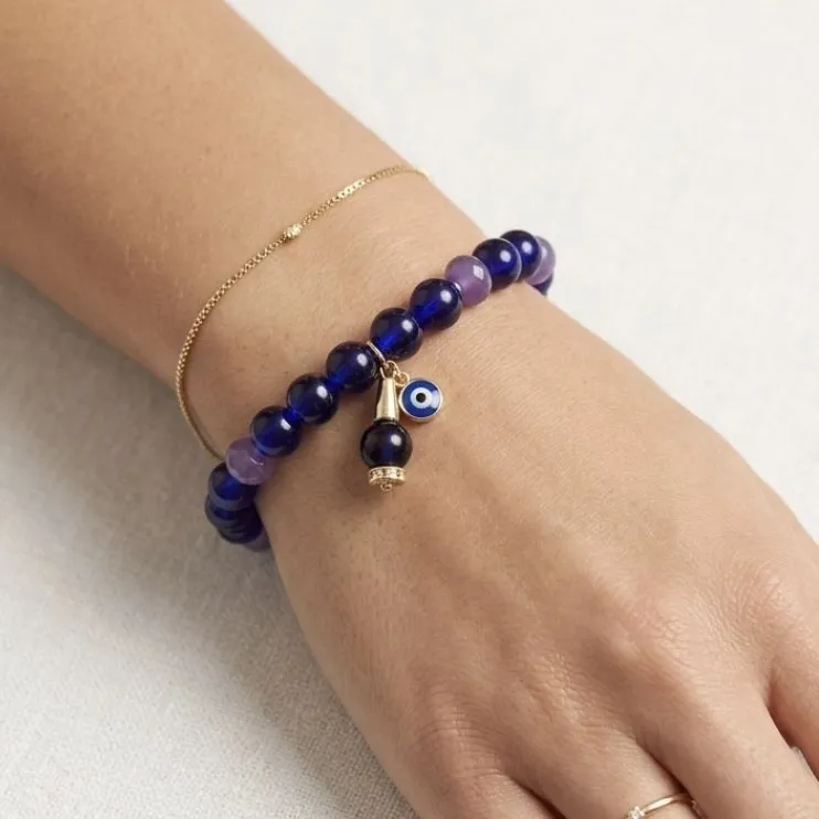 Pulseira em porcelana e ametista - artesanato de Donna