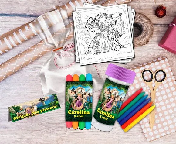 Kit Massinha + Giz + Bolha Enrolados Personalizado - feito à mão por Artmanha Lembrancinhas