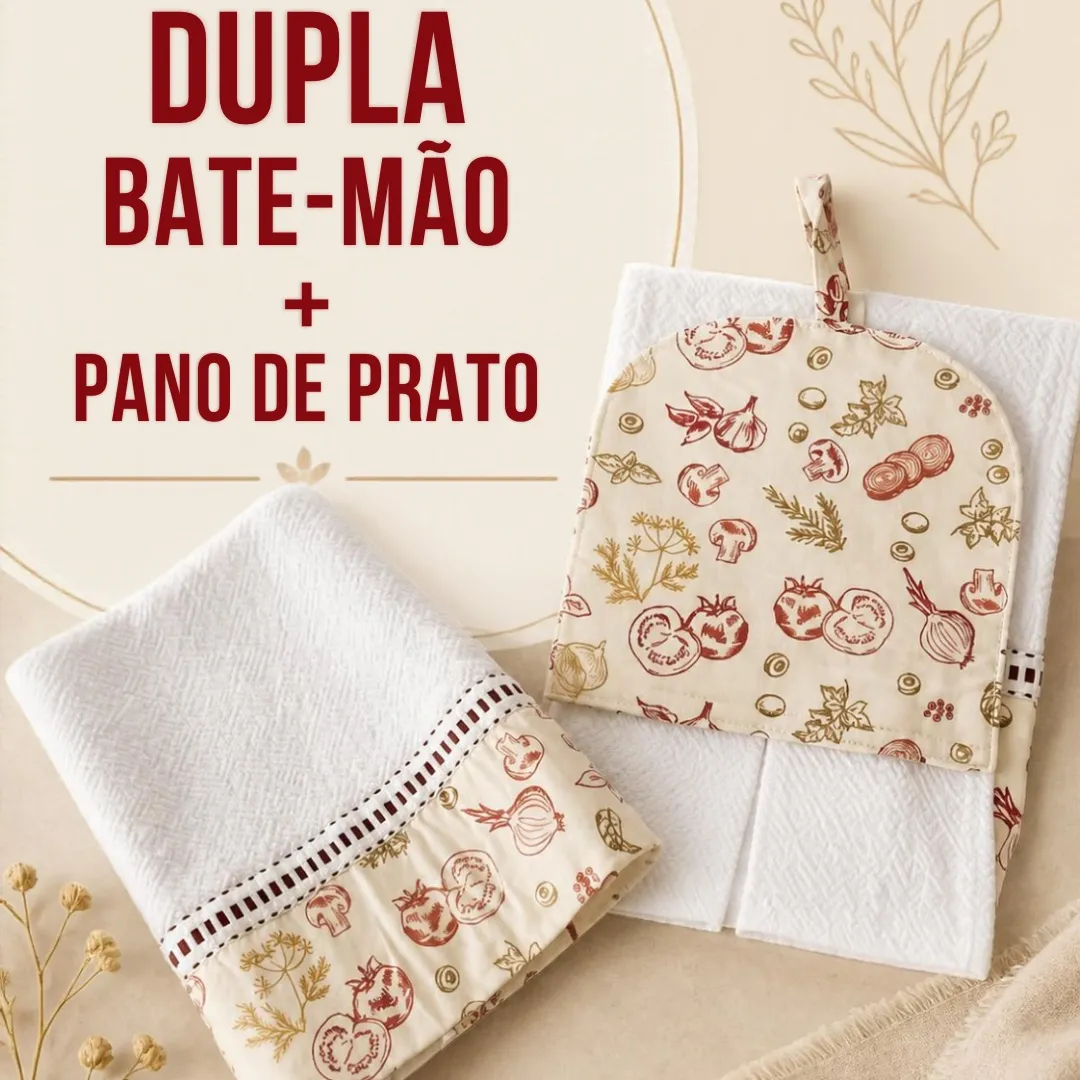 Kit 2 peças - Pano de prato e bate mão 5 - artesanato de Djulik