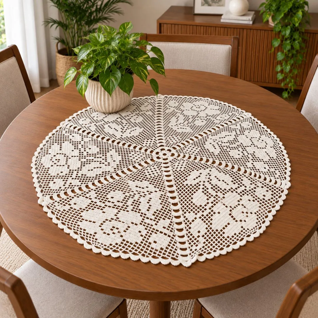 Centro de mesa em crochê - artesanato feito à mão por Ivis by Hands