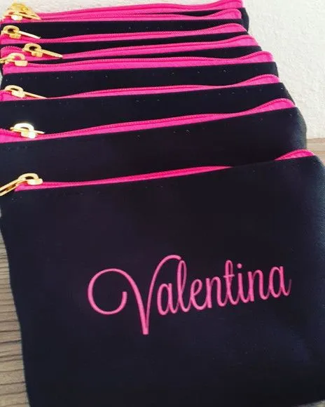Necessaire personalizada - Pink e preto - feito à mão por Innovare Studio