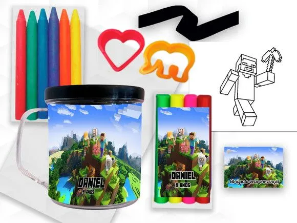 Caneca com Giz e Massinha Minecraft Personalizada - artesanato feito à mão por creativitybynina
