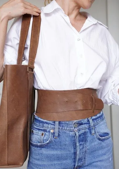 Bolsa Tote Shopper +cinto Corset de Couro Legitimo - foto 2