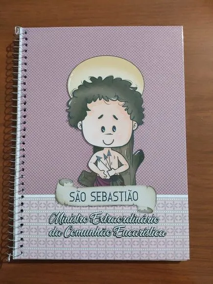 Caderno Capa Dura 1/4 (pequeno) Espiral 48fls - São Sebastiã - artesanato de Emejhu Personalizados