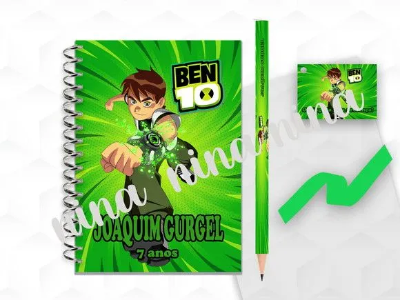 Bloquinho G+lapis Ben 10 Personalizado - artesanato feito à mão por creativitybynina