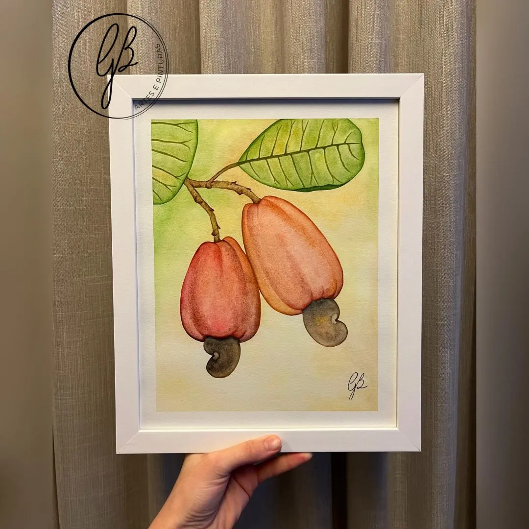 Pintura Original em Aquarela – Caju | Arte para Decoração | Série Pintando Brasilidades - artesanato feito à mão por Gabriela Buss Artes