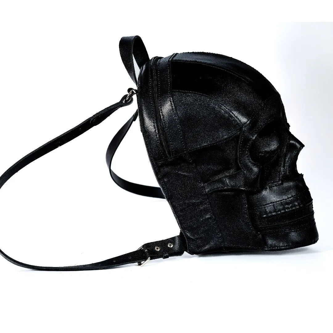 Mochila de couro natural - Caveira negra Pequena - foto 3