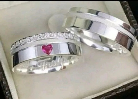 Par Alianças Prata 950 Namoro 8mm + Anel Compromisso - artesanato feito à mão por TM JOIAS