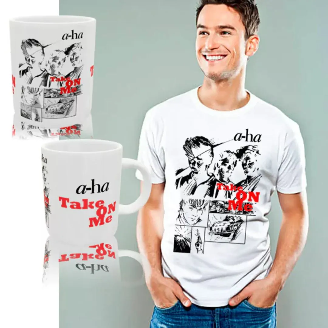 Kit camiseta+caneca a-Ha, wave anos 80, estampa take on me, exclusiva tamanhos unisex - foto 2