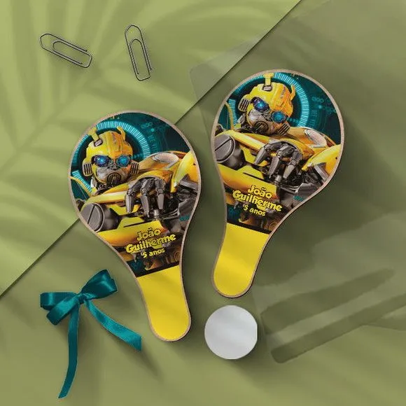 Raquete Ping Pong - Bumble Bee Personalizada - feito à mão por Mi Papelaria Criativa