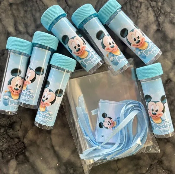 Bolha de Sabão Mickey Baby Personalizada - feito à mão por Artmanha Lembrancinhas