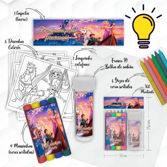 Kit Massinha + Giz + Bolha Enrolados Personalizado - feito à mão por Mi Papelaria Criativa