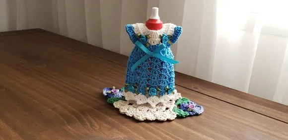 Capa para Adoçante - Vestidinho Acqua Azul