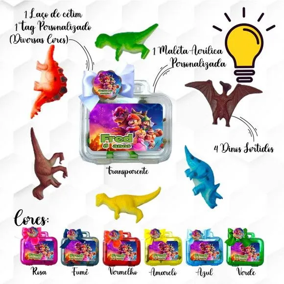 Mini Maleta com Massinhas Super Mário Bros Personalizada - feito à mão por Mi Papelaria Criativa