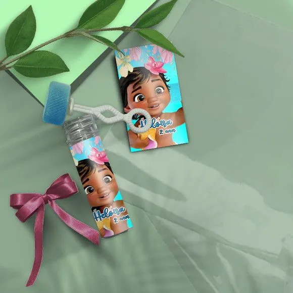 Bolha de Sabão - Moana Baby Personalizado - artesanato feito à mão por Mi Papelaria Criativa