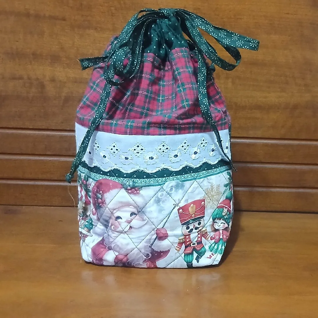 Porta panetone tecido de algodão vom estampas natalinas - foto 2