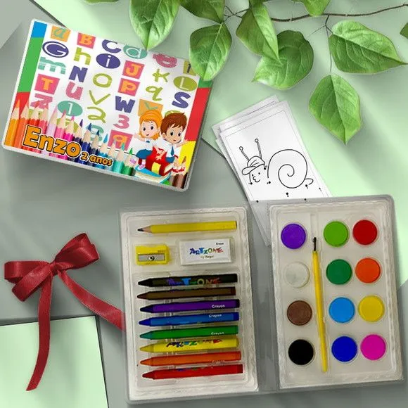 Estojo de Pintura 24pç - Abc Personalizado - artesanato feito à mão por Mi Papelaria Criativa