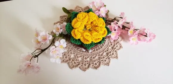 Sachê Porta Sabonete em Crochê Amarelo