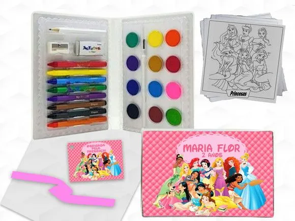 Estojo de Pintura Princesas Personalizado - artesanato feito à mão por creativitybynina