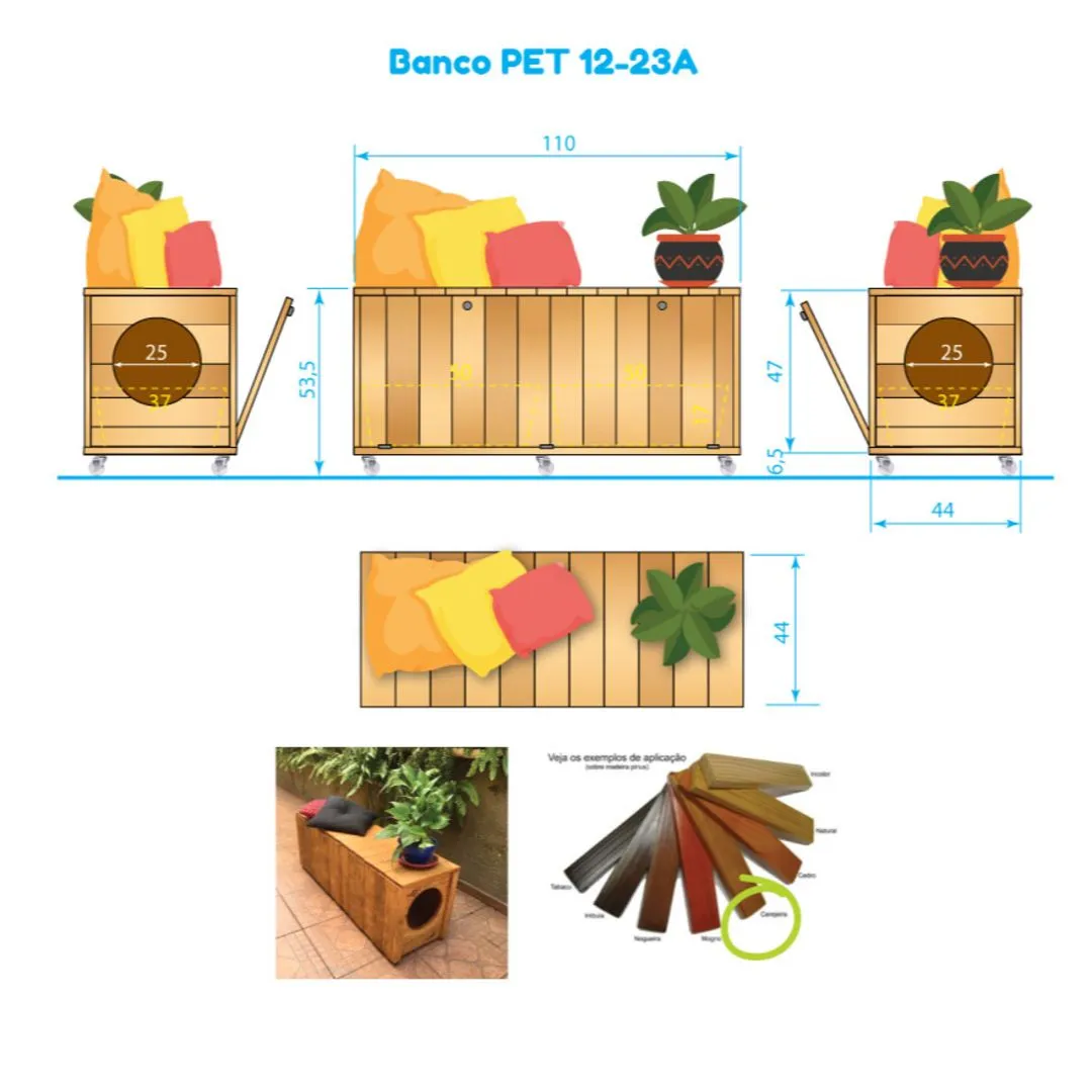 🐾 Banco Pet 12-23a (Banco Pet Duplo para Caixa de Areia com Rodízios) - foto 5