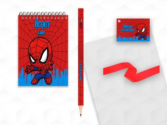 Bloquinho com Lápis Homem Aranha Cute Personalizado - artesanato feito à mão por creativitybynina