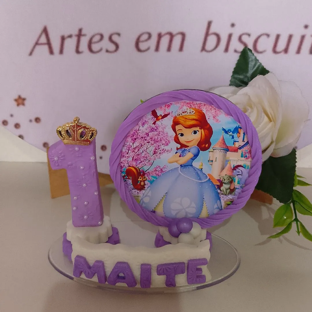 Vela Princesa Sofia Cenario Personalizada em Biscuit - foto 2