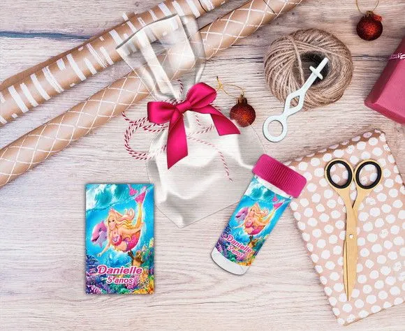 Bolha de Sabão Barbie Personalizada - feito à mão por Artmanha Lembrancinhas