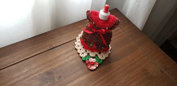 Capa para Adoçante Vestidinho Vermelho com Capuccino Marrom - foto 2