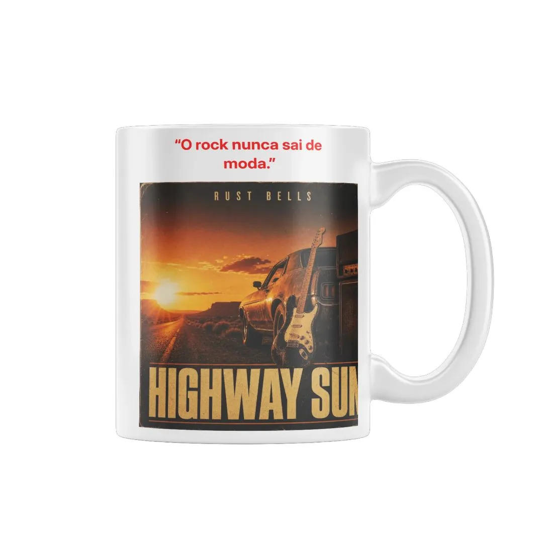 Caneca Highway Sun Estampa Retrô de Carro e Guitarra 325ml - foto 4