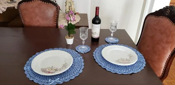 Sousplat em Crochê para 02 Pessoas Reno Azul - foto 5