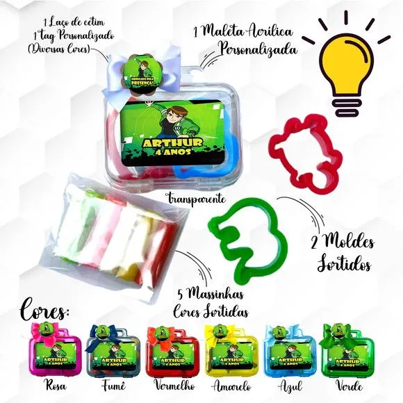 Mini Maleta com Massinhas Ben 10 Personalizada - feito à mão por Mi Papelaria Criativa