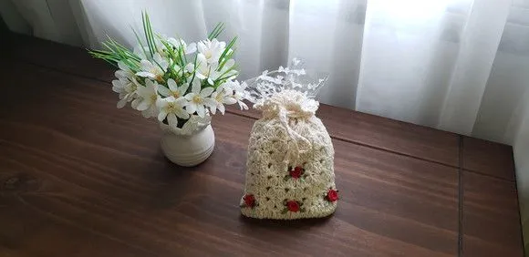 Ecopad (05 Unidades) e Bolsinha de Crochê Rococó Vermelho - foto 2