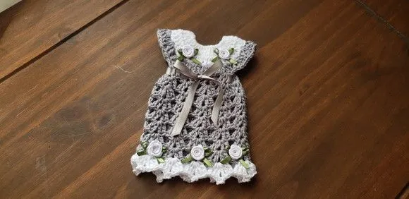 Capa para Adoçante Vestidinho Cinza com Branco - foto 4
