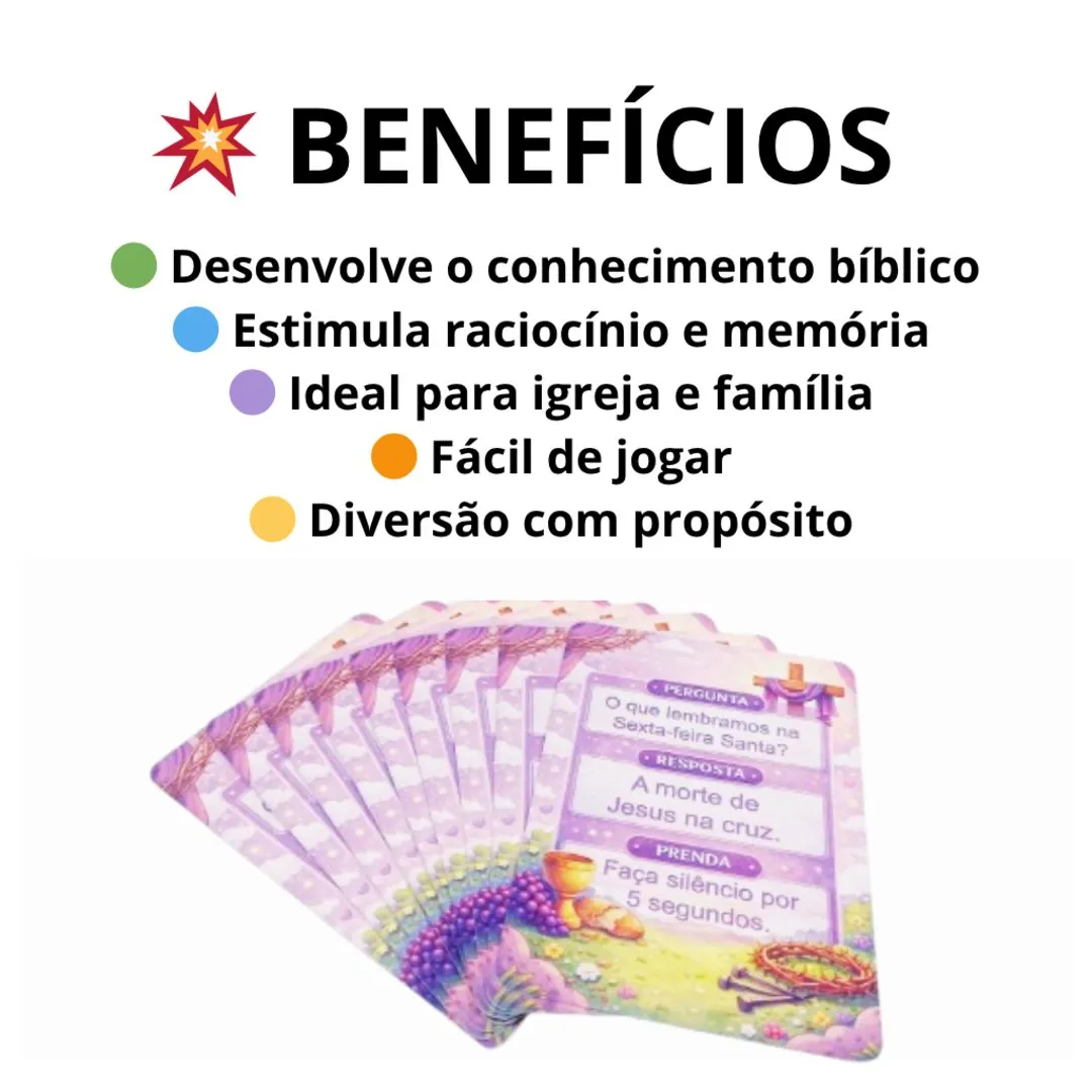 Jogo Educativo Cristão Infantil – Quaresma com 36 Cartas JD Arte - foto 5