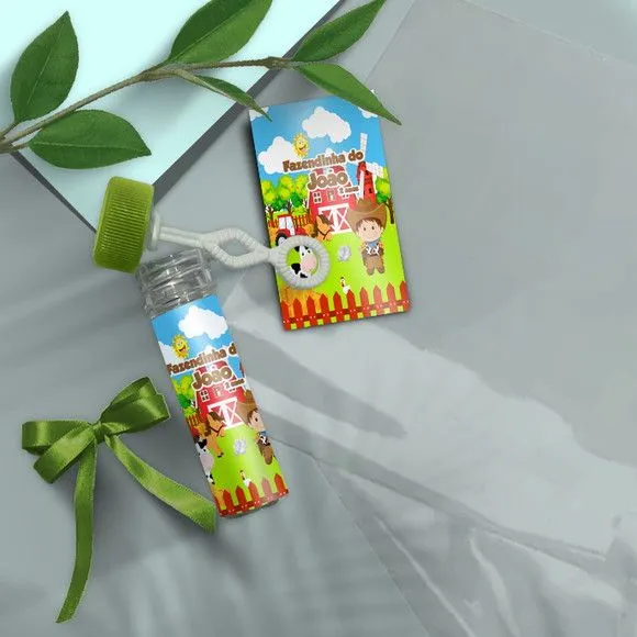 Bolinha de Sabão Fazendinha Personalizada - artesanato de Mi Papelaria Criativa