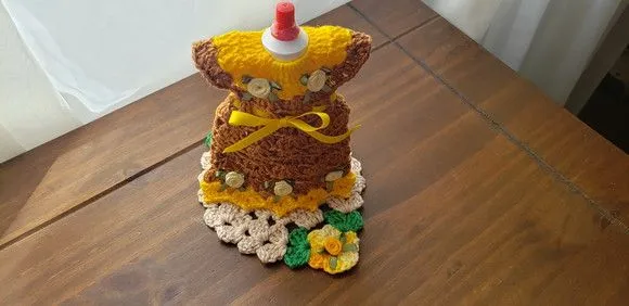 Capa para Adoçante Vestidinho Amarelo com Marrom Caramelo - foto 4