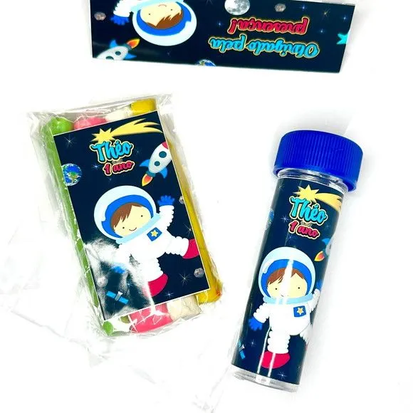 Kit Massinha + Bolha Astronauta Personalizado - feito à mão por Mi Papelaria Criativa