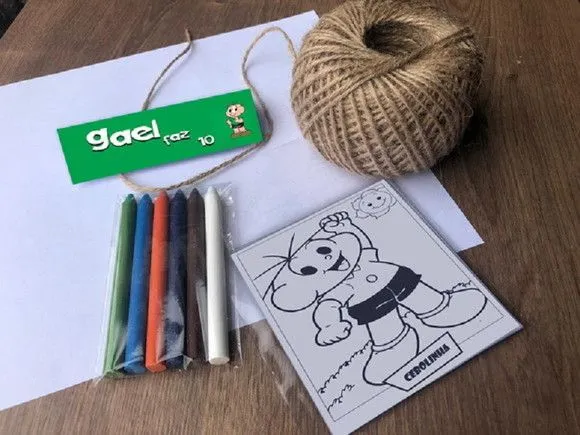 Kit Giz de cera Cebolinha Personalizado - feito à mão por Mi Papelaria Criativa
