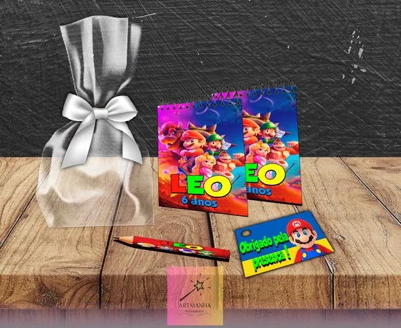 Bloquinho Super Mario Personalizado - feito à mão por Artmanha Lembrancinhas