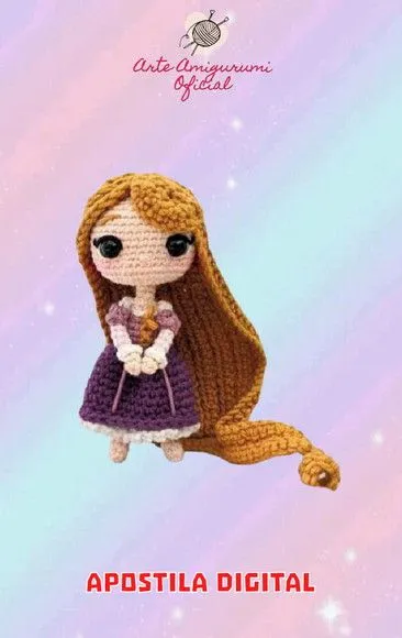 Receita Princesa Rapunzel Fofa Amigurumi - feito à mão por Arte Amigurumi Oficial