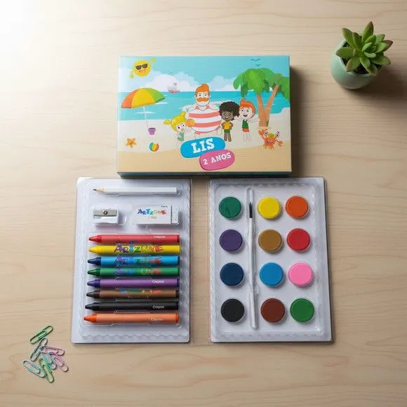 Estojo de Pintura - Mundo Bita na Praia Personalizado - artesanato feito à mão por Mi Papelaria Criativa