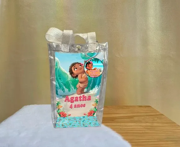 Sacola Transparente Moana Baby Personalizado - artesanato de Artmanha Lembrancinhas