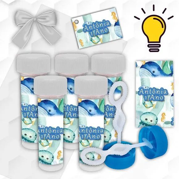 Bolinha de Sabão Fundo do Mar Personalizada - artesanato feito à mão por Mi Papelaria Criativa