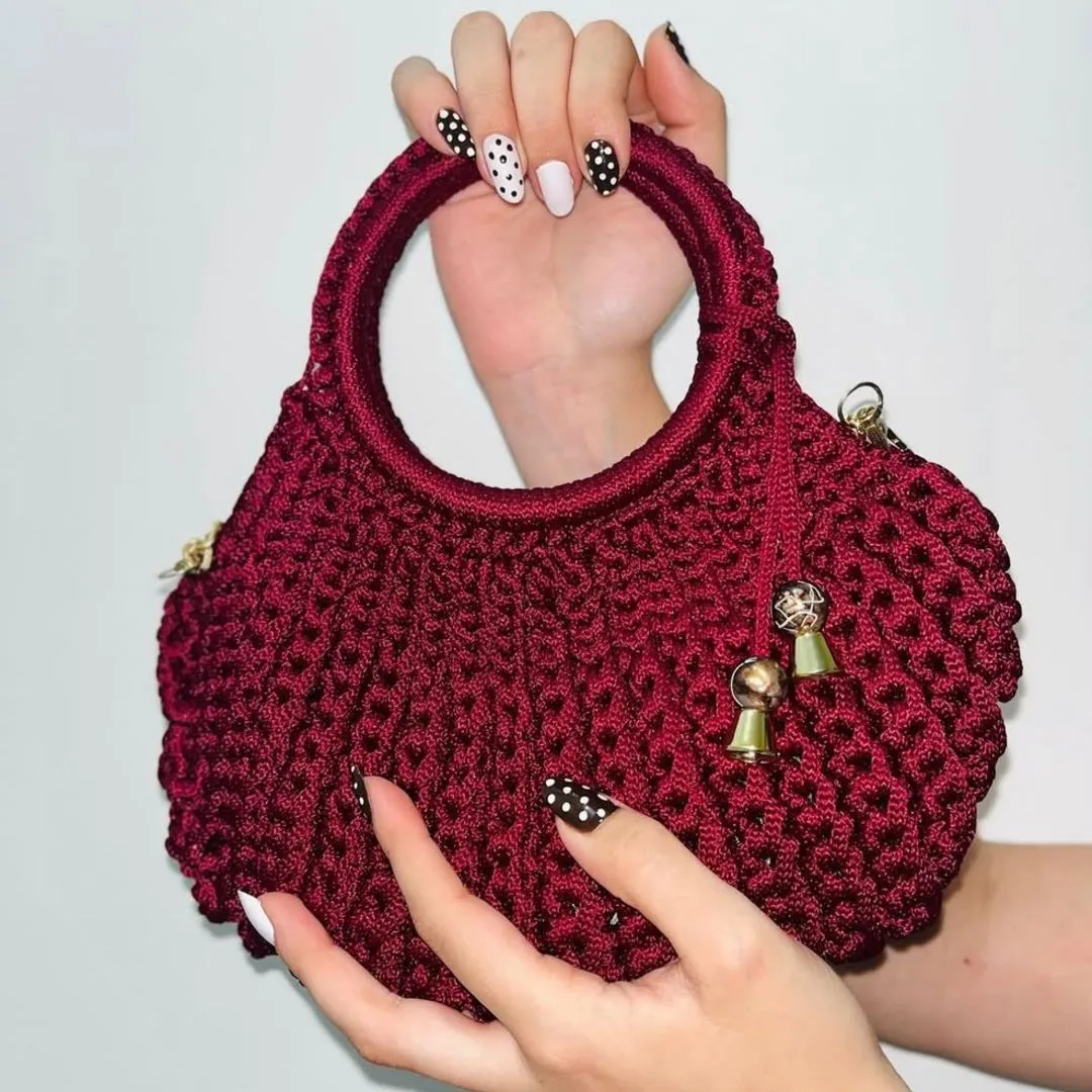 Bolsa de Crochê Bordô Elegance - artesanato feito à mão por Amora Bag