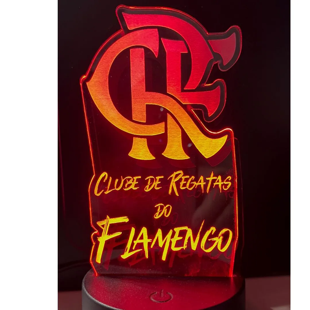Luminária LED Acrílica Decorativa - Escudo Flamengo, Base Preta - foto 8