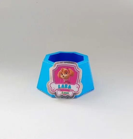 Mini Tigela De Ração Patrulha Canina Rosa Sky - artesanato de Fina Essência Papelaria Personalizada