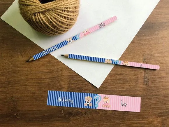 Lápis Chá Revelação Personalizado - artesanato feito à mão por creativitybynina
